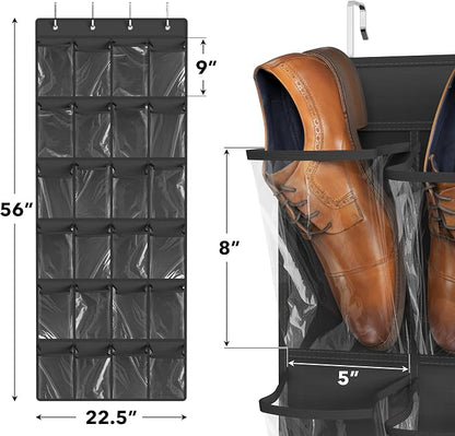 Simple Houseware 24 Pockets Large Clear Pockets Over The Door Hanging Shoe - Image 3