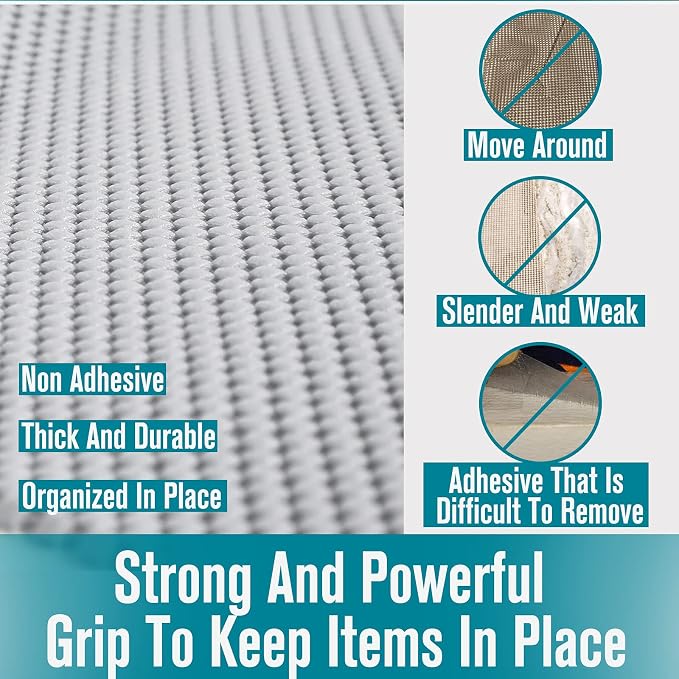 Shelf Liner, Non-Adhesive Roll Drawer Liners 12 Inches x 20 Feet, Non Slip Grip - Image 6