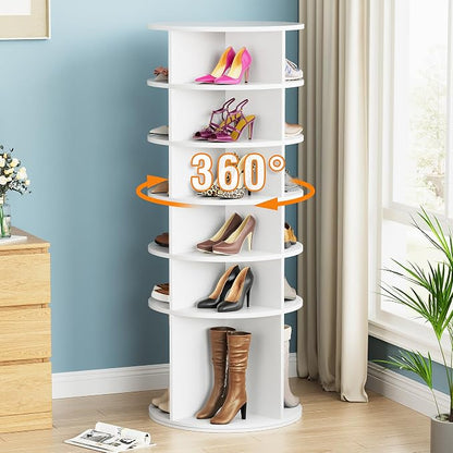6 Tier Rotating Shoe Rack Tower Shelf, Spinning Shoe Display Lazy Susan - Image 5