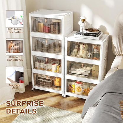 4 Tier Storage Bins with Lids, 23QT Stackable Closet Organizers and Storage - Image 4