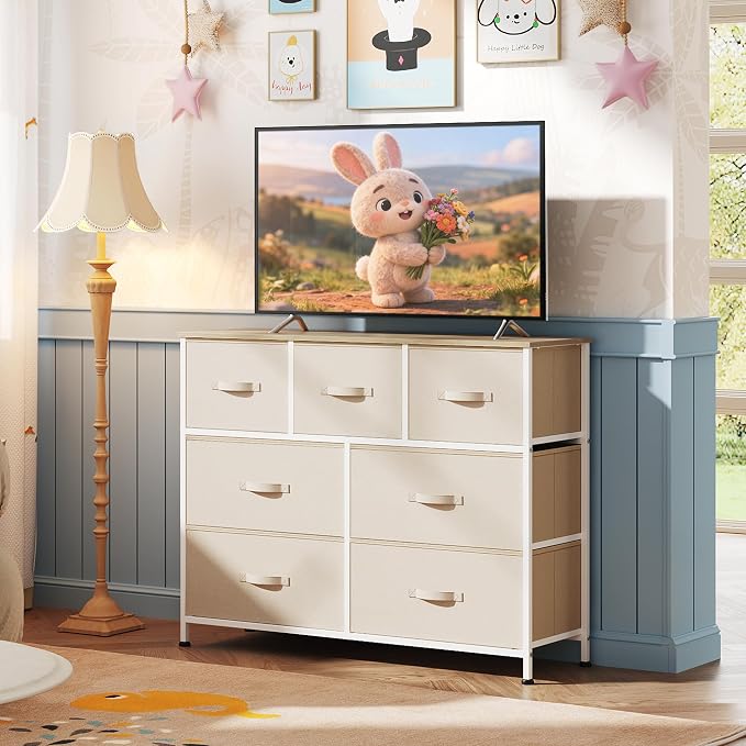 WLIVE 7 Drawer Dresser TV Stand, Entertainment Center, Media Console Table - Image 8