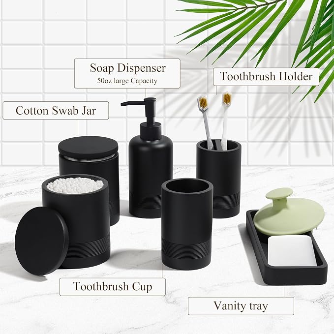 Bathroom Accessories Set, 6-Piece Bathroom Accessory Set, Toothbrush Holders Set - Image 6