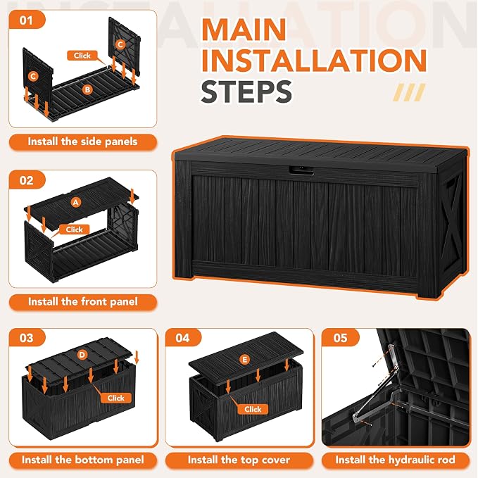 130 Gallon Deck Box Outdoor Indoor Waterproof Storage Box - Image 8