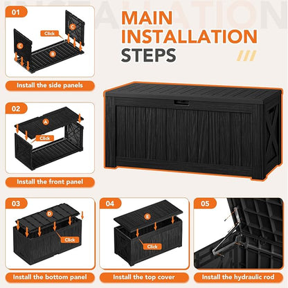 130 Gallon Deck Box Outdoor Indoor Waterproof Storage Box - Image 8