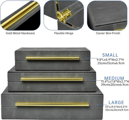 Faux Shagreen Leather Jewelry Storage Boxes Set of 3 - Image 2