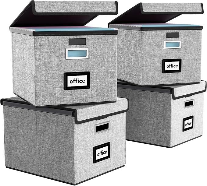 File Organizer Box with Lids, Collapsible File Folder Organizer | File Box with by Huolewa