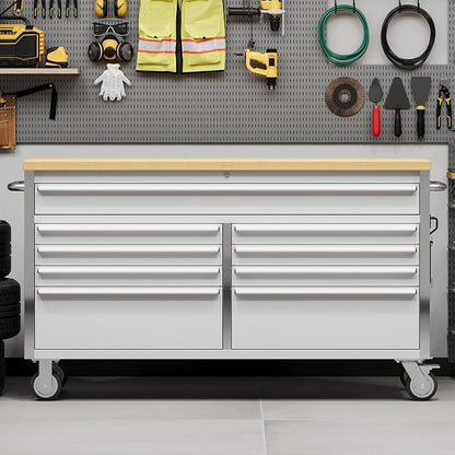61 in Tool Chest, Tool Box Mobile 9 Drawers Storage Rolling Cabinet - Image 2