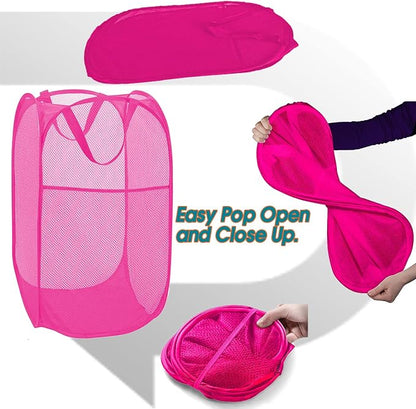 2 Pack Sturdy Mesh Pop up Laundry Hamper Basket - Image 5