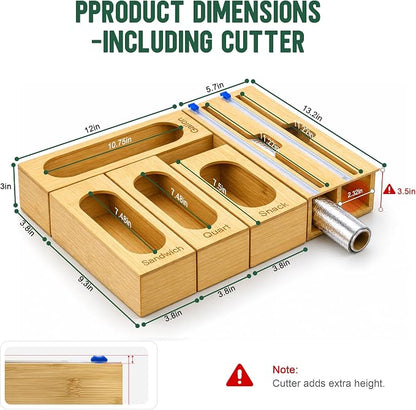 Reclosable Poly Bag Organizer for Kitchen Drawer, 5-Slot | Bamboo, 5 - Image 2