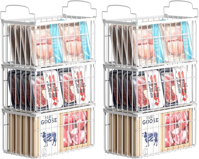 Freezer Organizer Bins, 6 Pack Stackable Deep Chest Freezer Organizer Bins by MSERCUOR