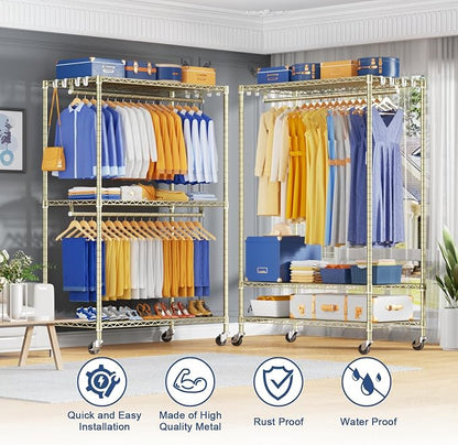 P8 Heavy Duty Clothes Rack（With Extended Width Design） Rolling Clothing Racks - Image 3