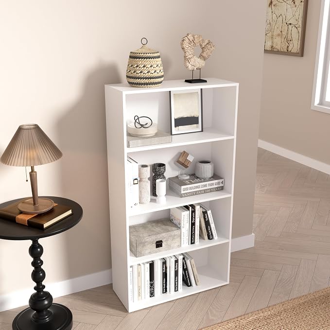 Wooden 4 Tier Book Shelf，4 Cube Storage Organizer, 44 Inch Versatile Cubes - Image 7