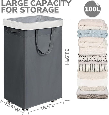 CHICVITA 100L Large Rolling Laundry Basket - Image 3
