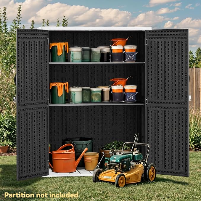 DWVO 59 Cu. Ft. Vertical Storage Shed, Weatherproof Outdoor Tall Cabinet - Image 2