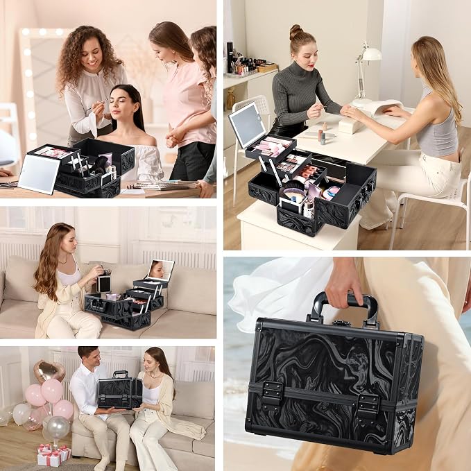 Travel Makeup Case with LED Lighted Mirror - Image 5