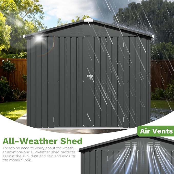 Patiowell 8x8 FT Outdoor Storage Shed, Garden Tool Storage Sheds - Image 5