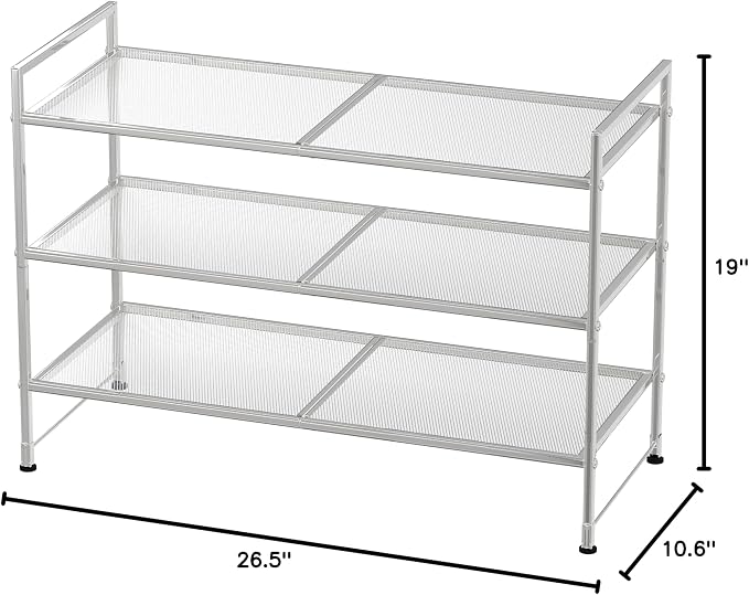Simple Houseware 3-Tier Stackable Mesh Shoe Rack - Image 2