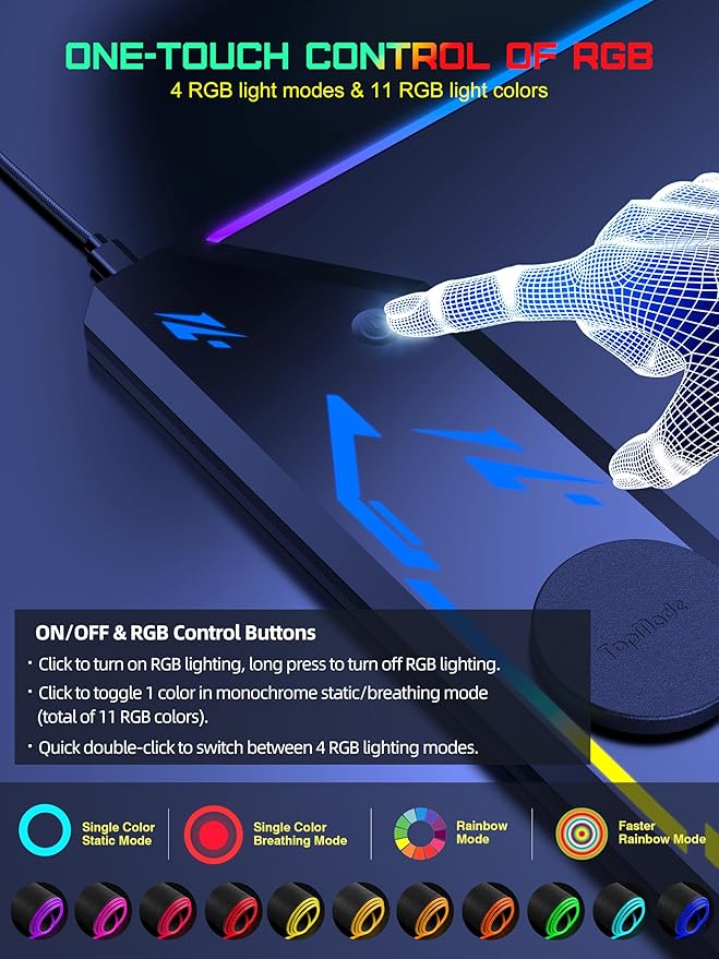TopMade Wireless Charging Mouse Pad, RGB Gaming Mousepad, 35.4" x 15.8" Extra - Image 4