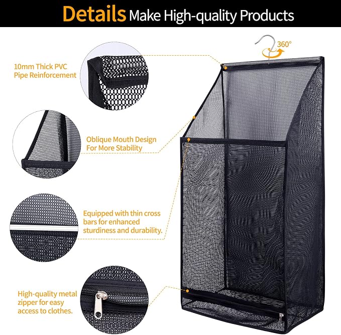 Hanging Collapsible Breathable Mesh laundry bags, Fast Drying Portable Space - Image 3