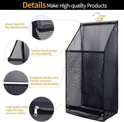 Hanging Collapsible Breathable Mesh laundry bags, Fast Drying Portable Space - Image 3