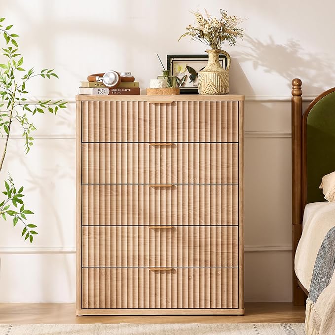 LEYAOYAO Fluted 5 Drawers Dresser - Image 5