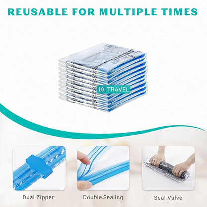 10 Pack Space Saver Vacuum Storage Bags Travel Vacuum Bags - Image 4