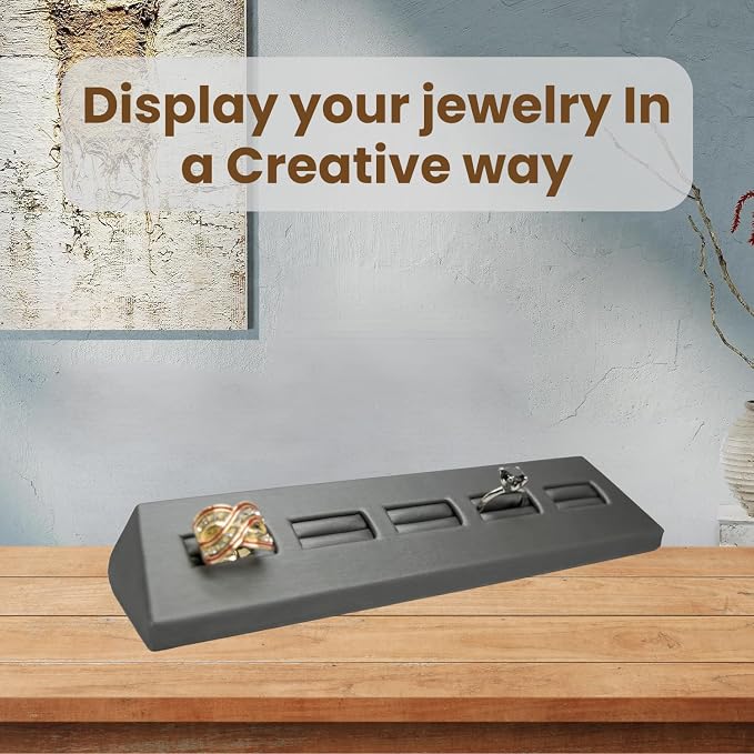 Novel Box 5-Slot Silver Leatherette Rings/Earrings/Cufflinks Holder Tray - Image 4