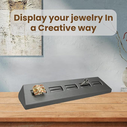 Novel Box 5-Slot Silver Leatherette Rings/Earrings/Cufflinks Holder Tray - Image 4