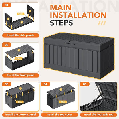 78 Gallon Deck Box Outdoor Indoor Waterproof Storage Box - Image 7
