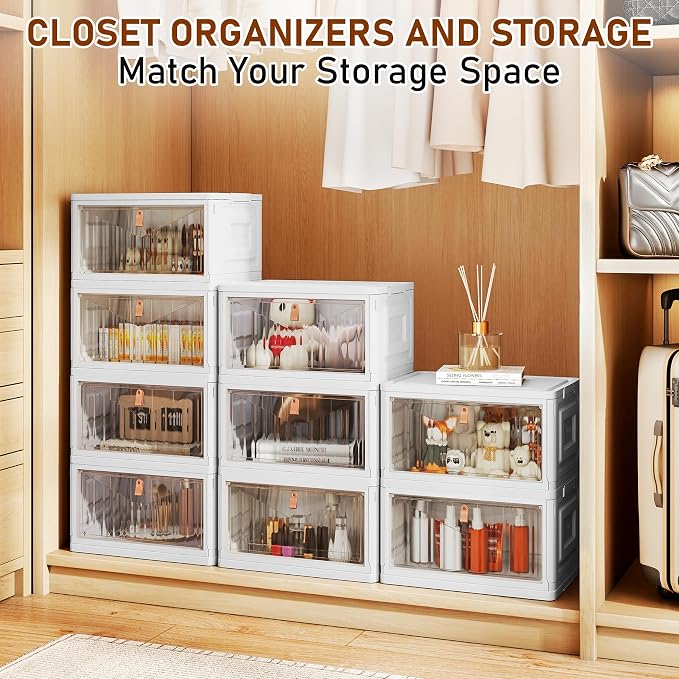 4 Tier Storage Bins with Lids, 23QT Stackable Closet Organizers and Storage - Image 5