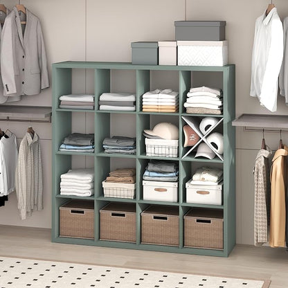Furinno Cubic Extra Thick 16-Cube Closet Organizers and Storage, Sage Green | by Furinno-FitsYourSpaceFitsYourBudget