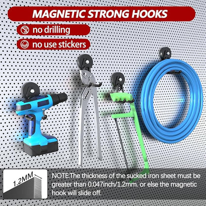 3-H Heavy Duty Magnet Garage Hooks 4 Pack, Large Strong Magnetic Hooks - Image 4