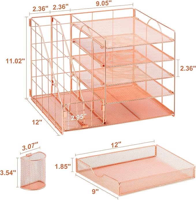 Marbrasse Rose Gold Desk Organizer - Image 6