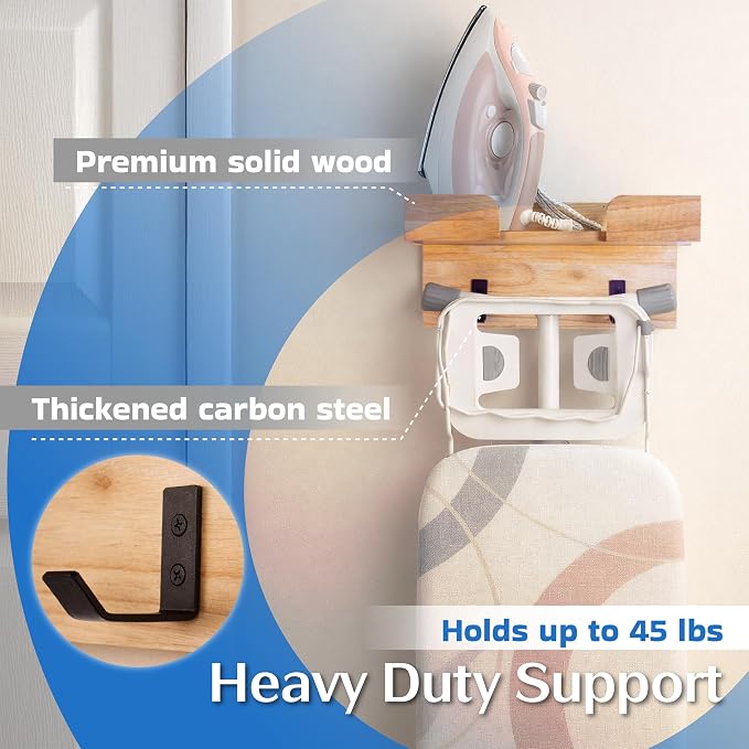 Solid Wood Ironing Board Hanger Wall Mount - Image 4