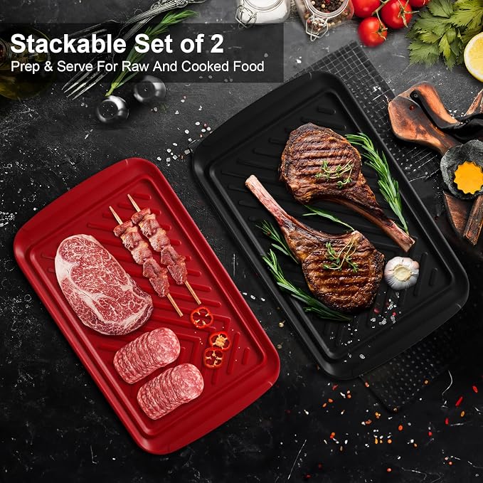 LEHAHA Grilling Prep Trays, Melamine BBQ Prep and Serving Platters and Tray - Image 2