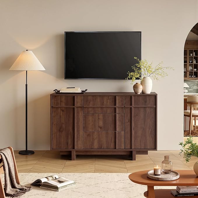 Sideboard Buffet Cabinet with Storage, 47.2" Large Sideboard with 2 Doors & 3 - Image 5
