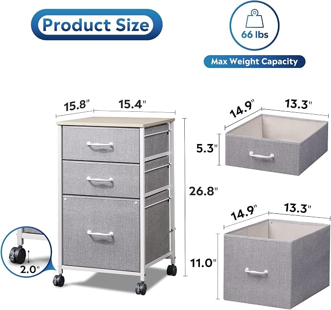DEVAISE Mobile File Cabinet, Rolling Printer Stand - Image 3