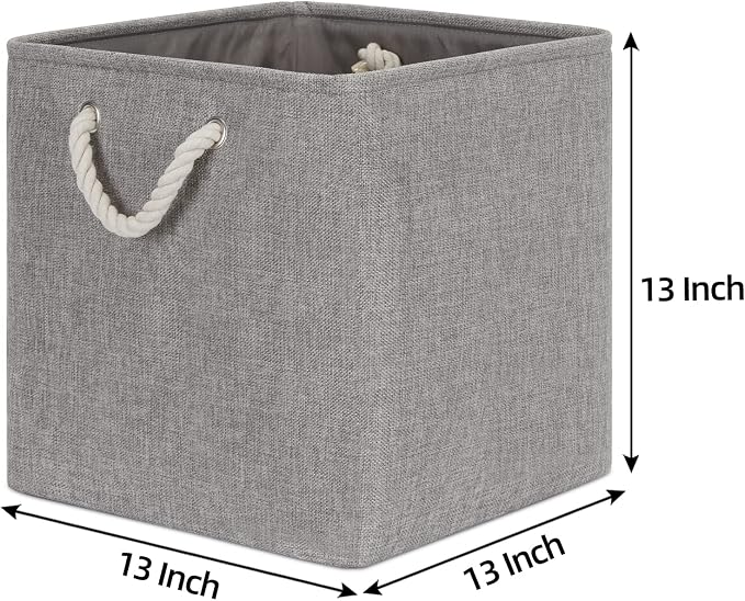 Bidtakay Grey Baskets Foldable Storage Cube Bins 13x13x13 Cube Storage - Image 5
