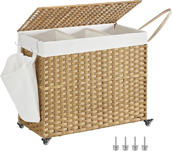 SONGMICS Laundry Hamper with Lid, 42.3 Gallons, Rolling Laundry Basket with by Unknown