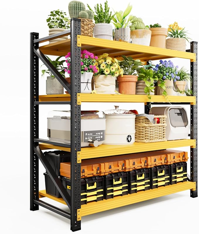 48" Wide Storage Shelves, 2000LBS Garage Shelving Heavy Duty, Standing Shelf by LISSIMO