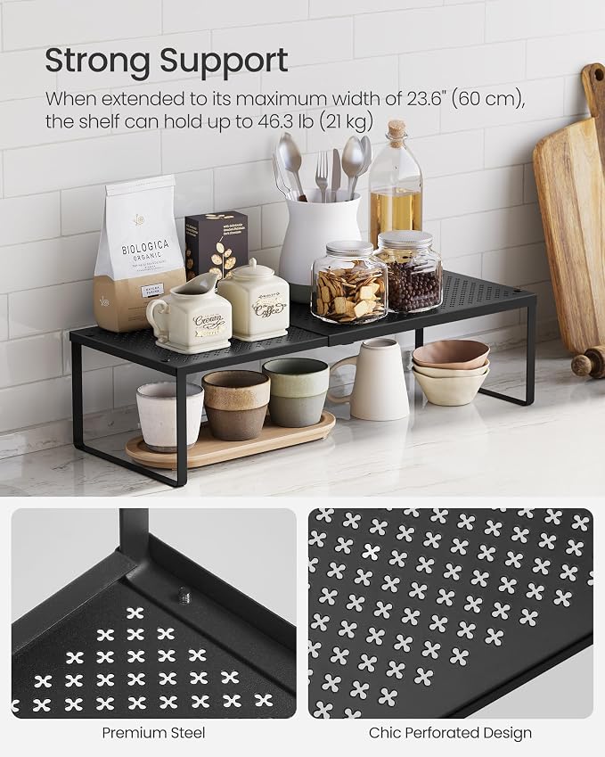 SONGMICS Expandable Pantry Kitchen Organizers, Adjustable Spice Rack, Stackable - Image 4
