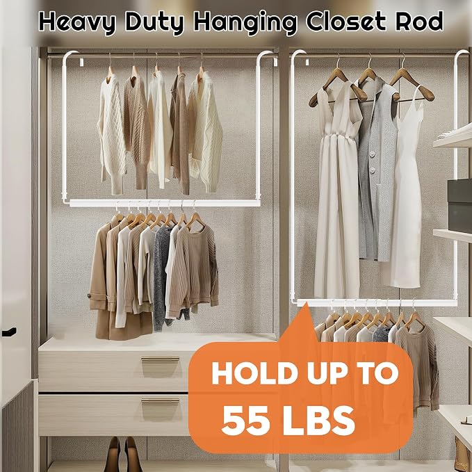 Hanging Closet Rod Adjustable Width Height Closet Rod - Image 2