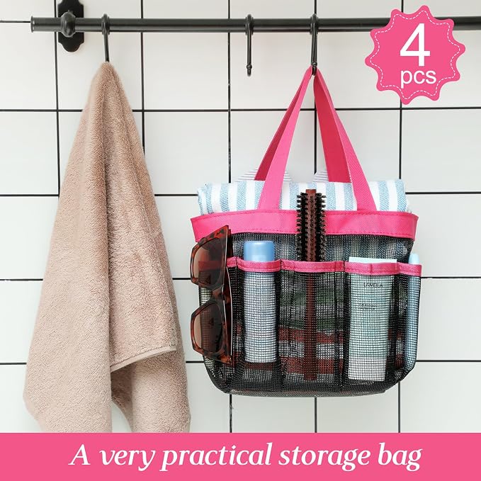 Hillban 4 Pcs Mesh Shower Caddy Portable Shower Caddy - Image 4