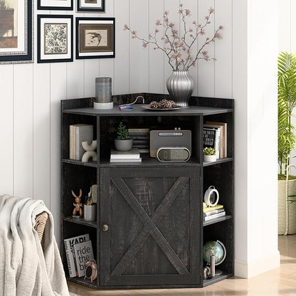 Corner Storage Cabinet, Farmhouse Corner Bookshelf - Image 2