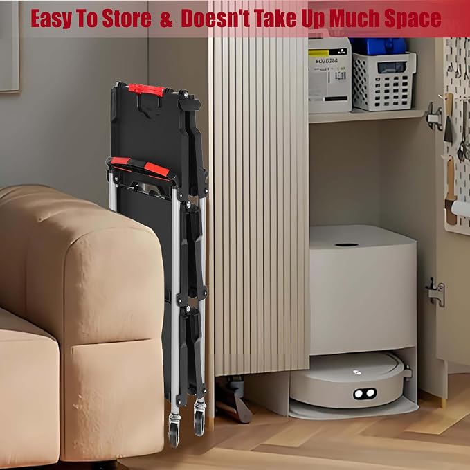 【Foldable Utility Cart with 3 Shelves】 Heavy Duty Plastic Rolling Cart - Image 7