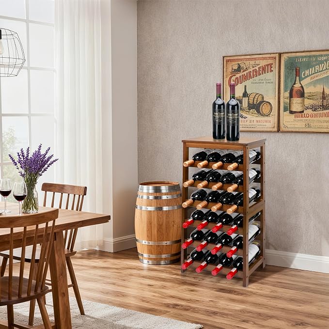 Wine Rack Free Standing Floor, 6-Tier 24 Bottles Display Wine Storage Shelves - Image 7