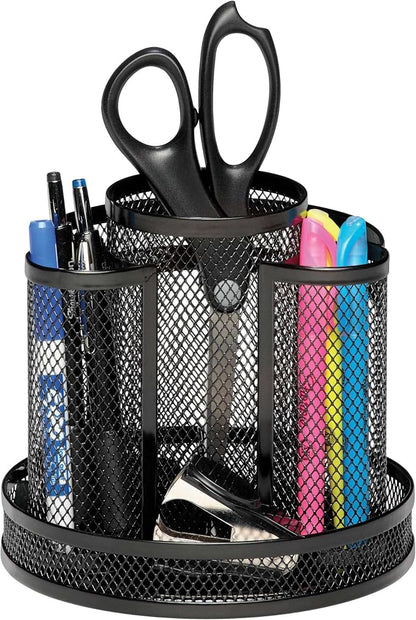 Rolodex Desk Organizer, Rotating Office Supply Caddy, Mesh Black by Rolodex