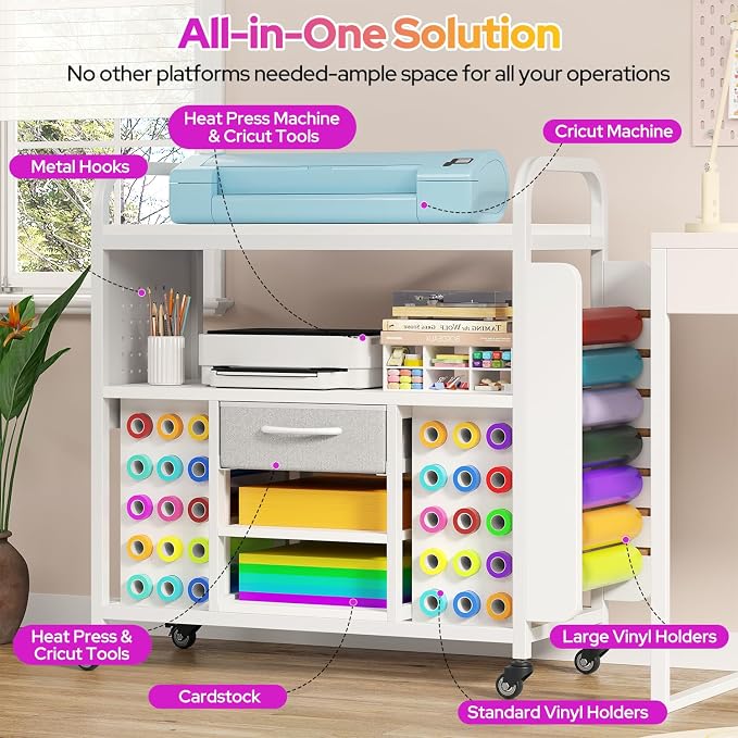 Craft Organization and Storage Cart, Large Rolling Craft Organizer Workstation - Image 2