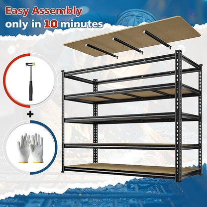 59.8"W Garage Shelving 72"H Storage Shelves 2750LBS Metal Shelving Heavy Duty - Image 7