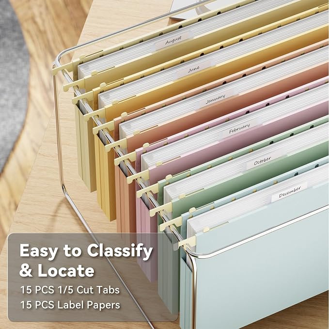 Ansook Plastic Hanging File Folders Legal Size, 12 Pack Extra Capacity - Image 4